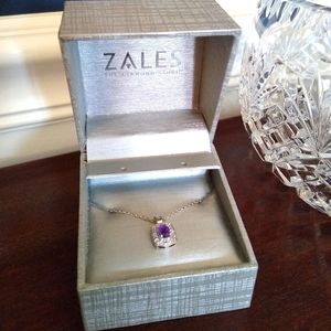 Oval Amethyst and Diamond Accent Pendant